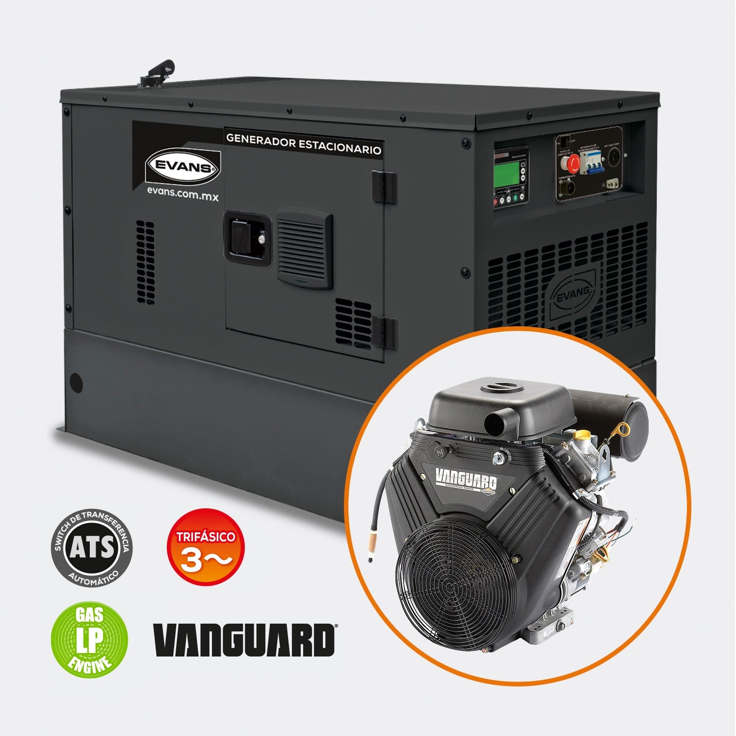 GENERADOR TRIFÁSICO 13.0KVA 23.0HP VANGUARD - GTR11LP2300BS