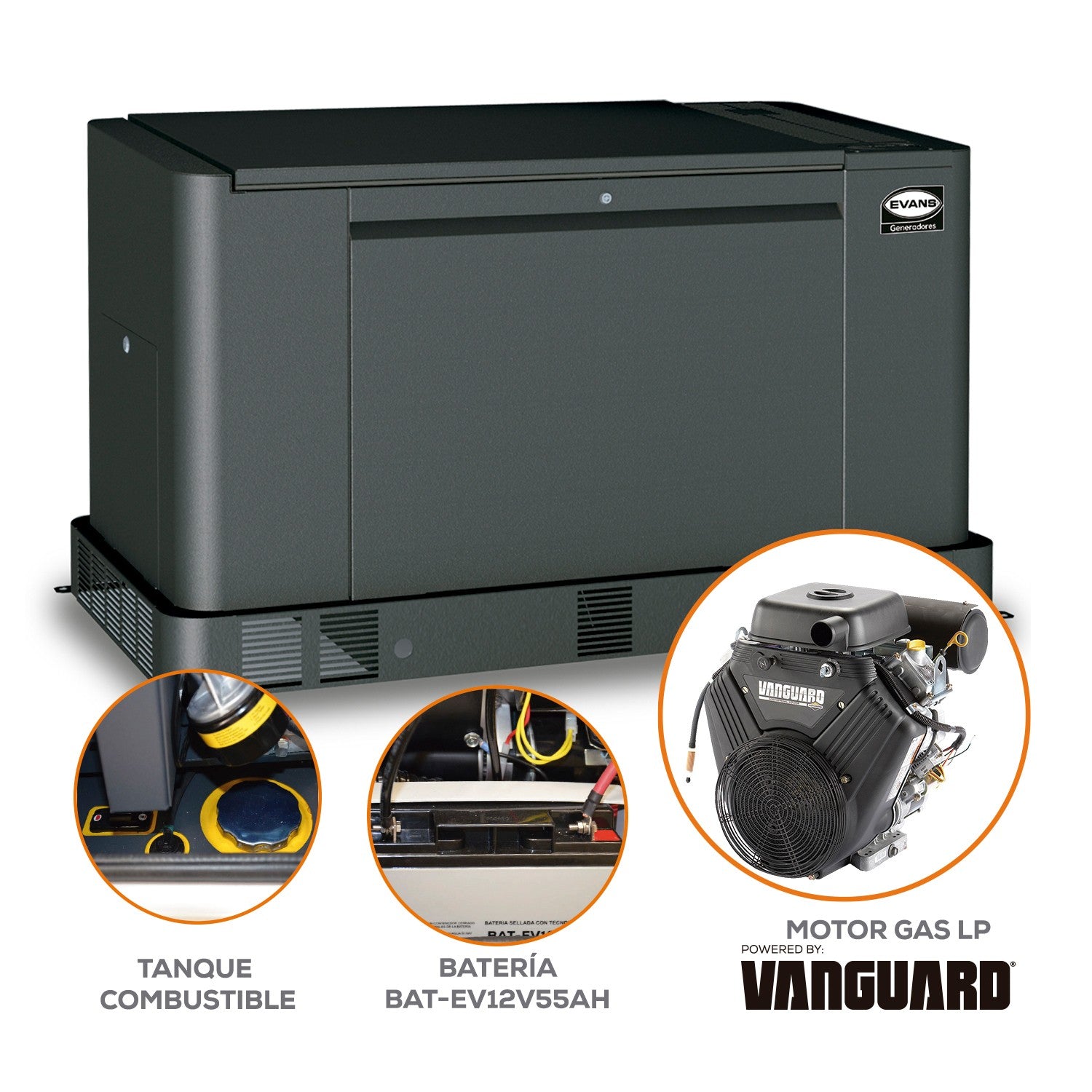 GENERADOR TRIFÁSICO 18.5KVA 35.0HP VANGUARD - GTR19LP3500BS