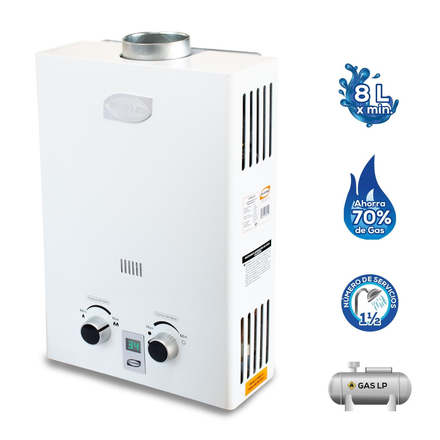 CALENTADOR INSTÁNTANEO 8L LP - CISS8L